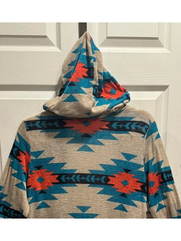Western Aztec/Tribal Cardigan women Size L - Image 4