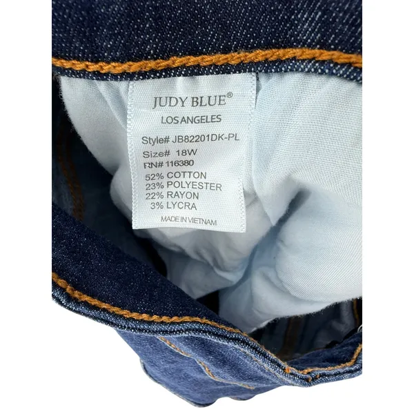 Judy Blue Womens 18W Skinny Fit Dark Wash High Rise Raw Hem Jeans JB82201DK-PL - Image 5