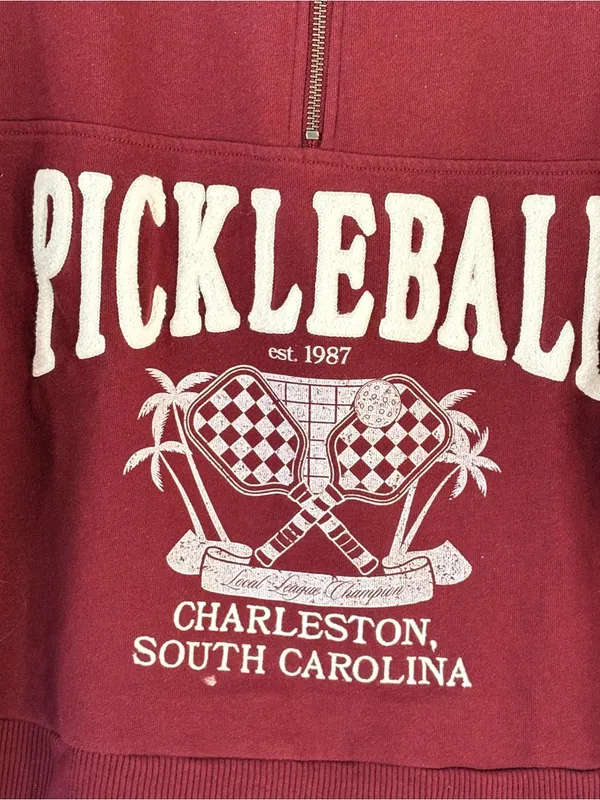 Aeropostale Maroon Pickleball Charleston Graphic Quarter-Zip Sweatshirt - Image 2