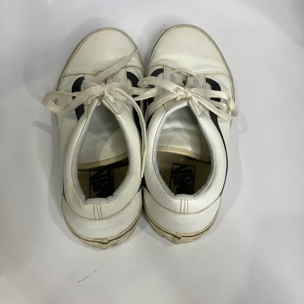 Vans white leather sneakers skateboarding punk unisex sizing‎ women's 10 men 8.5 - Image 5