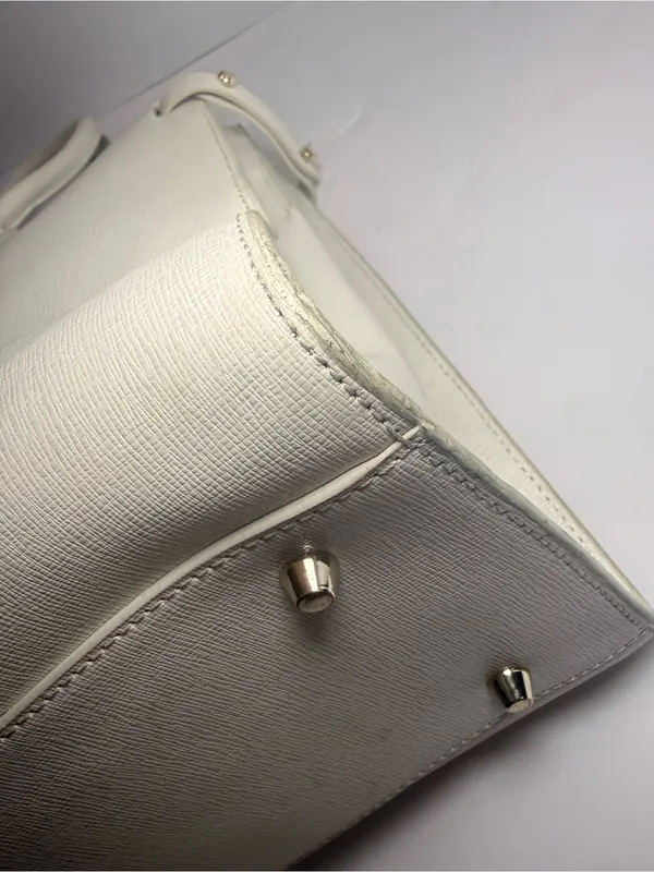 Furla Ivory Saffiano Leather Structured Tote Bag - Image 10