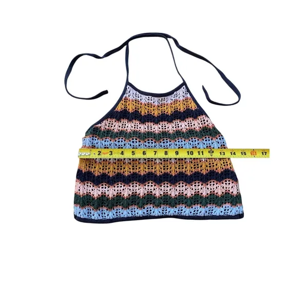 American‎ Eagle Crochet Halter Top XS Multicolor Chevron Boho Festival Core - Image 6