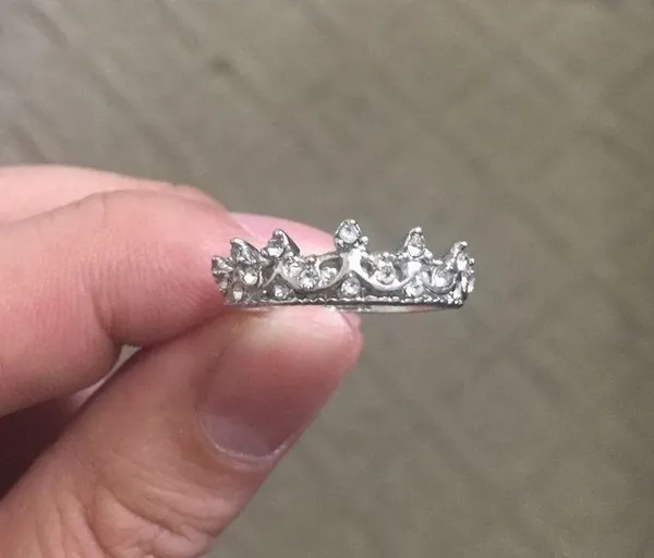 Silver Rhinestone Princess Crown Ring - Image 5