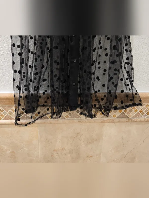 Zara tulle sheer polka dot Black dress XS - Image 5