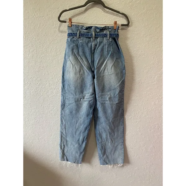 Abercrombie & Fitch Blue Denim Mom Belted Waist Cotton Jeans Womens Size 27/4R - Image 5
