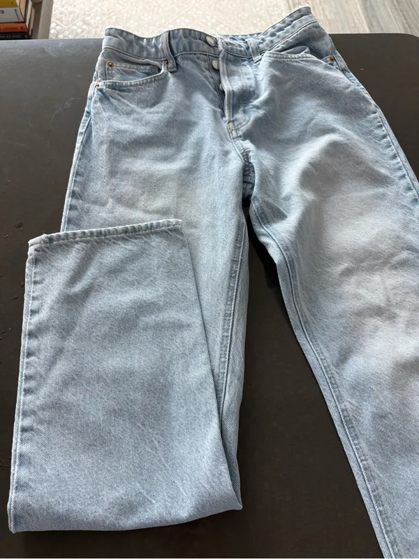 H&M Light Blue Straight Leg High Waist Jeans Us4 - Image 3
