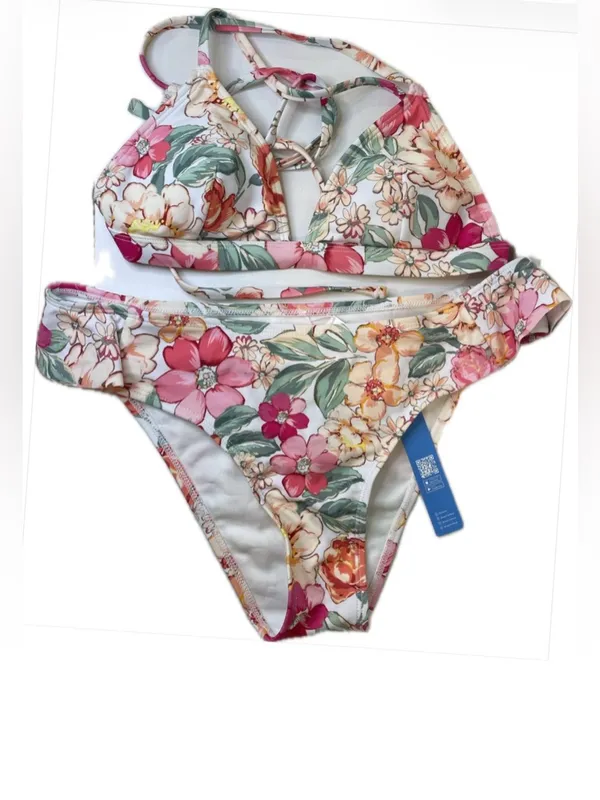 Cupshe Set NWT Women’s Pink Multi Floral Bikini Swimsuit Size‎ S - Image 16