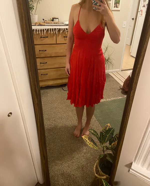 Lulus Troulos Red Lace Up MIDI Dress - Image 5