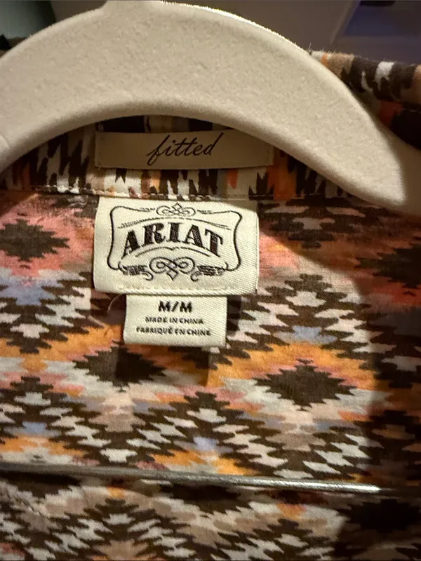 Ariat Women's Aztec-Print Button Down Shirt in Pink, Blue & Brown - Image 4