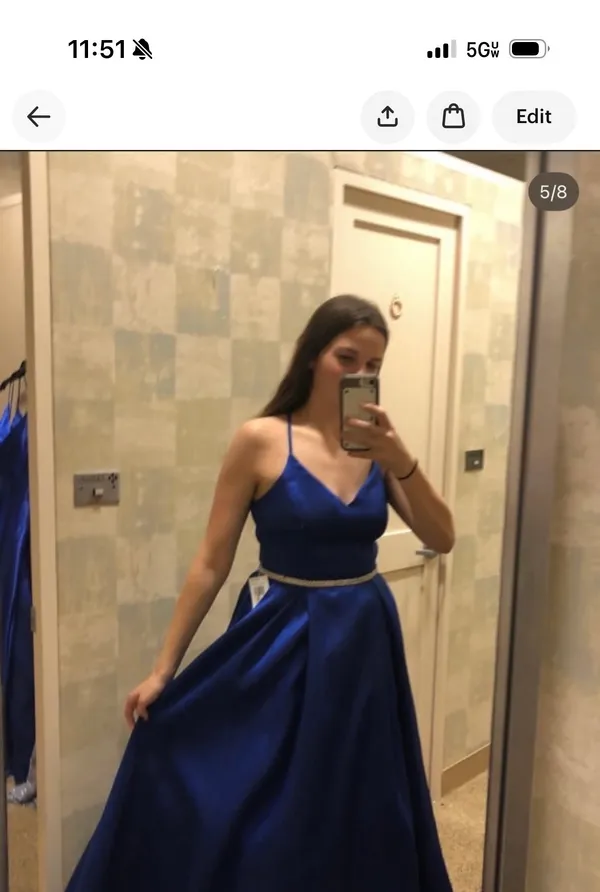 Royal Blue Formal Dillard's Dress Long - Image 2