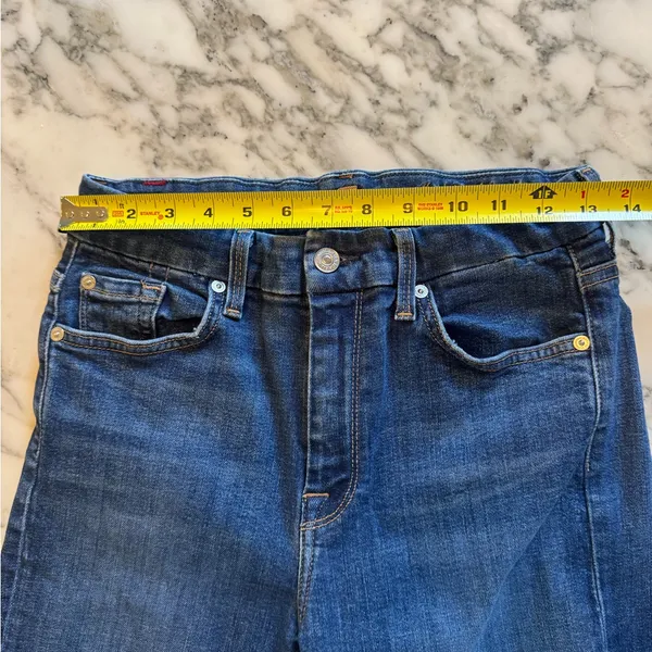 EUC 7 For All Mankind High Waist Ankle Skinny Jean Raw Hem Unique Leg Women’s 29 - Image 5