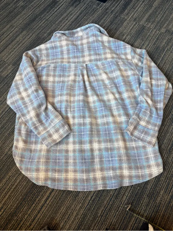 American Eagle XL Oversized Blue Plaid Shacket 28” Long - Image 3
