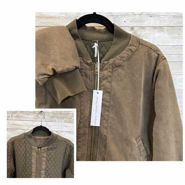 NWT‎ Young Fabulous Broke YFB Womens L Jacket Reversible Bomber Crop Army Green - Image 2
