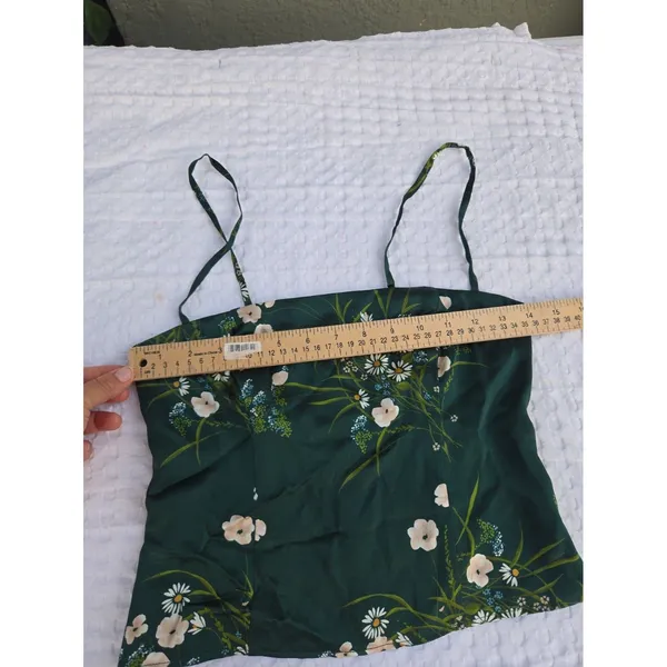 Reformation Overland Silk Floral Daisy Cami Top Green Smocked Back Size 0 - Image 6