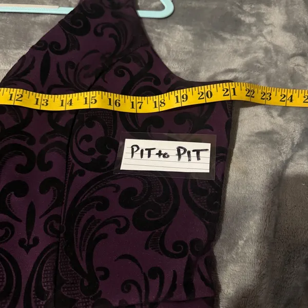 Maurices Damask Velvet Flocked High Low Dress XL Purple Cocktail Dark Romantic - Image 6