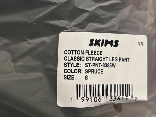 Skims Cotton Fleece Classic Straight Leg Pant in Spruce, Size Small - Image 8