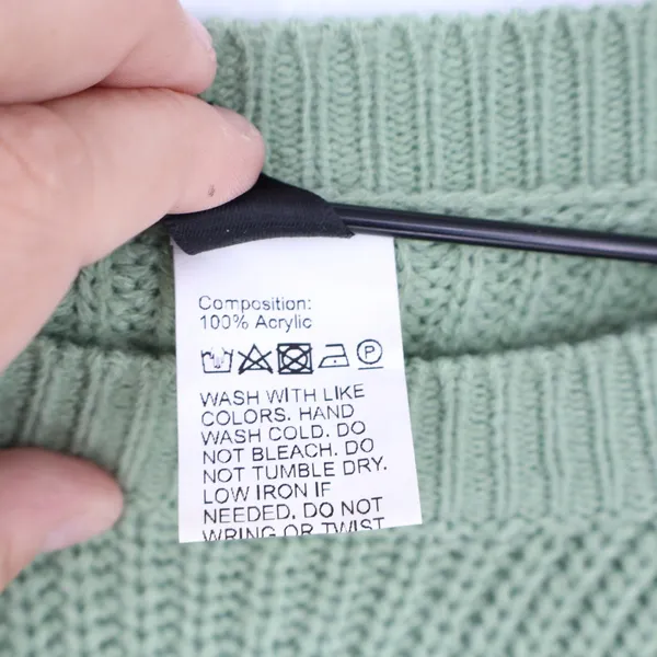 SHEIN Mint Green Shaker Knit Side Tie Lace Up Sweater Large Crew Neck Pullover - Image 5