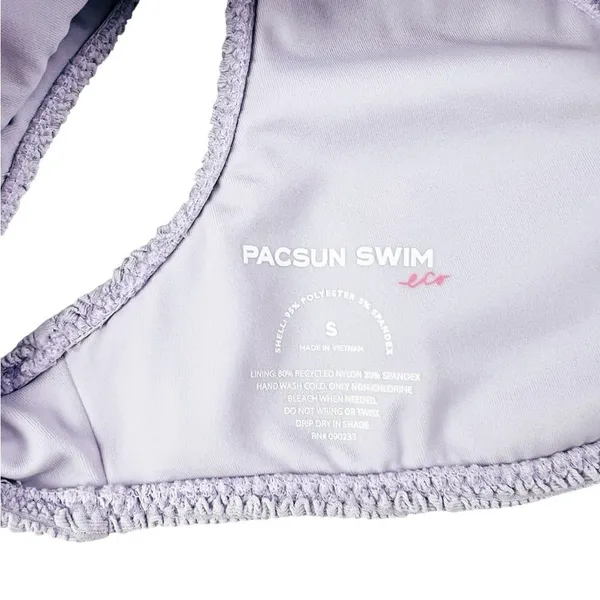 PacSun Swim Lavender Purple‎ Smocked Bikini Top Size Small - Image 3