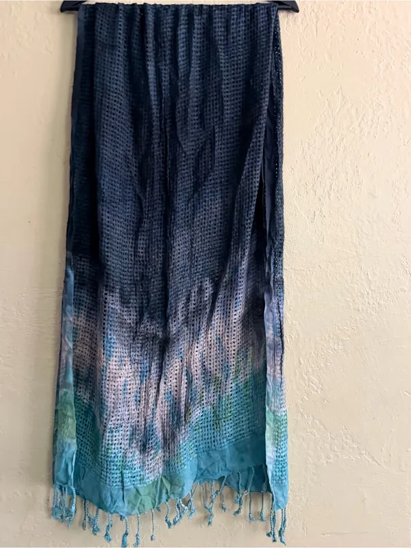 Lightweight Ombre Blue Crochet Scarf & Wrap - Image 6