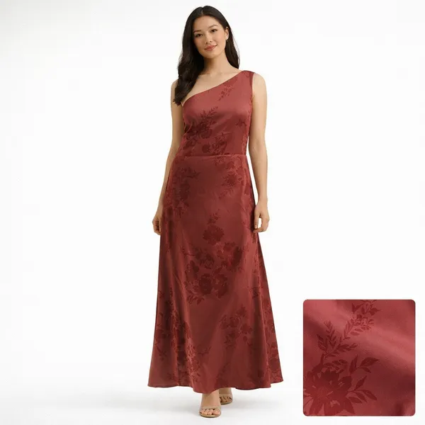 Birdy Grey Kira Dress XL Wild Rose Whimsical Bloom Matte Satin One Shoulder Maxi - Image 2