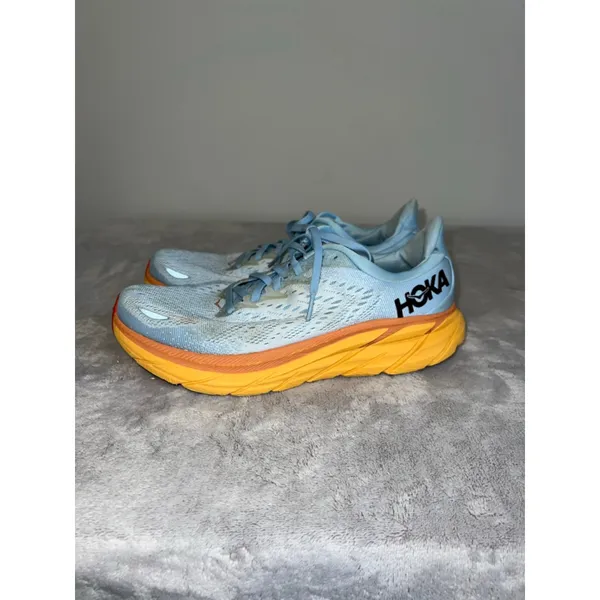 Women's Hoka Clifton 9 Athletic Shoes Size 9.5 Blue Orange - Image 3