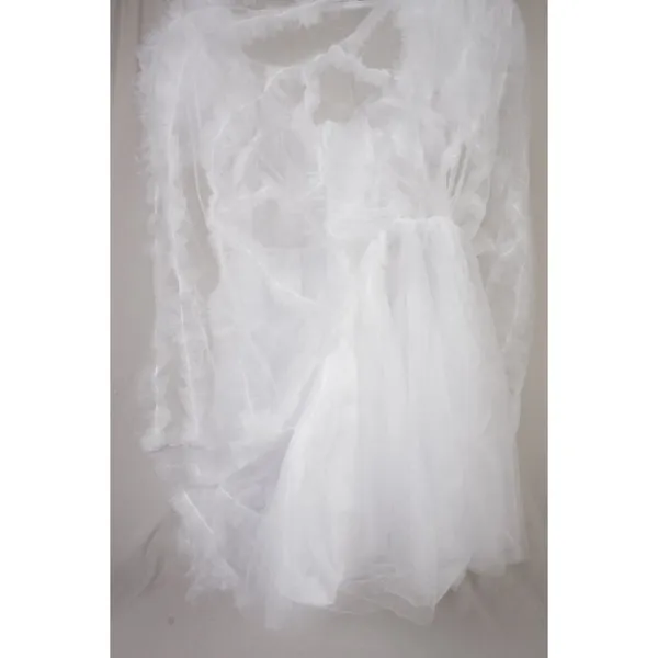 White Off Shoulder Tulle Puffy Sleeve Dress Costume Party Homecoming US 10 - Image 7