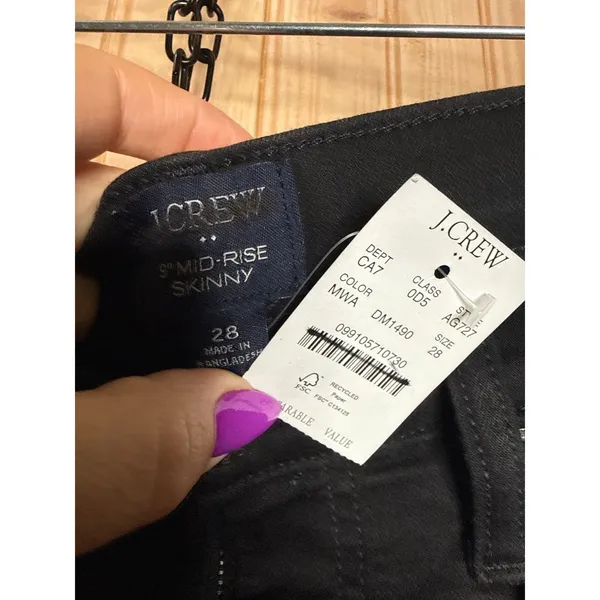 NWT J. Crew 9" Mid-rise Skinny Jeans Signature Stretch Black Womens Size 28 - Image 5