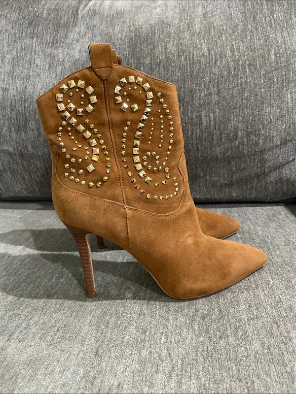 Michael Kors Reena Studded Caramel Ankle Boots Size 8 - Image 5