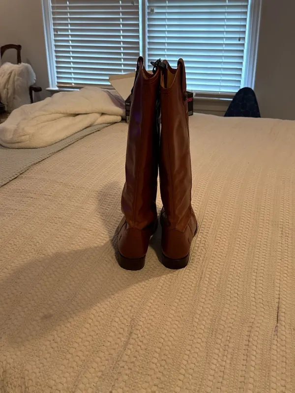 Frye Melissa Button Riding Boots Cognac Leather - Image 7