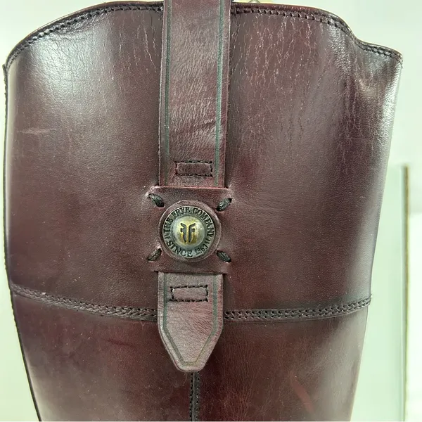 Frye Jayden Button Tall Leather Riding Boots in Bordeaux New in Box Size 8M - Image 6