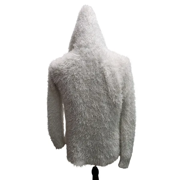 Abercrombie‎ Kids Fuzzy Hooded Cardigan Jacket White Size M - Image 3