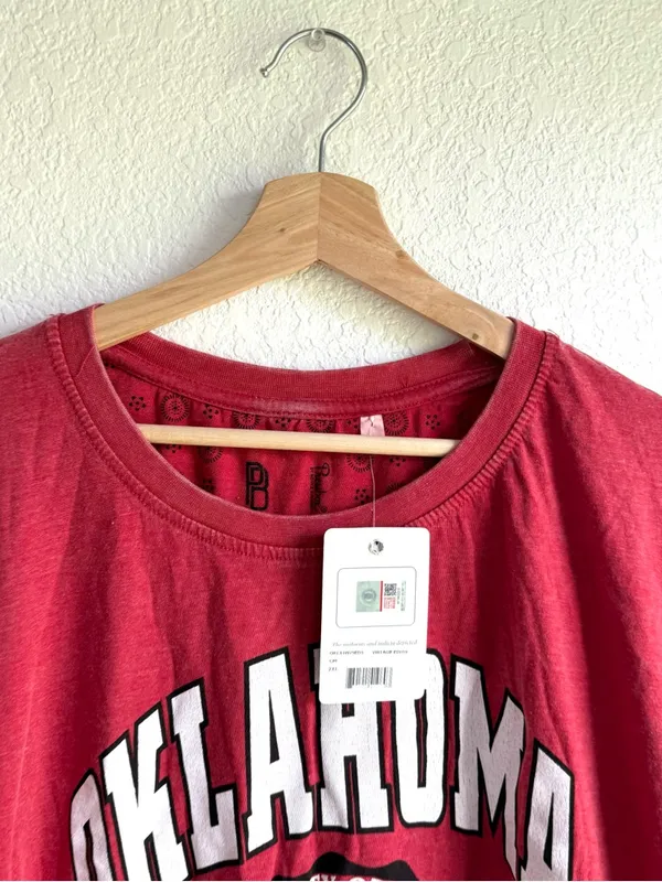 NWT Pressbox Womens Shirt Oklahoma University Retro Vintage Wash Size 2XL - Image 3