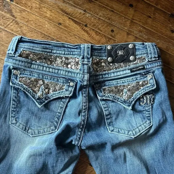 Miss Me sequin bling western boot cowboycore 31 jeans - Image 4