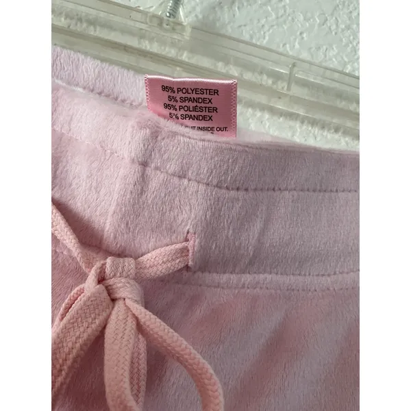 Juicy Couture Pajama Set Size L‎ Pink Velour Rhinestone Logo Sweatshirt Pants - Image 7
