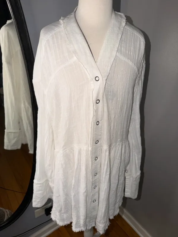 We The Free White Button-Front Gauze Blouse - Image 5