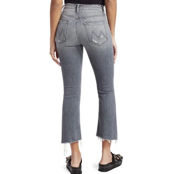 MOTHER TheInsider Crop Step Fray Jeans Ace‎ Of Spades Grey Distressed Size 25 XS - Image 3