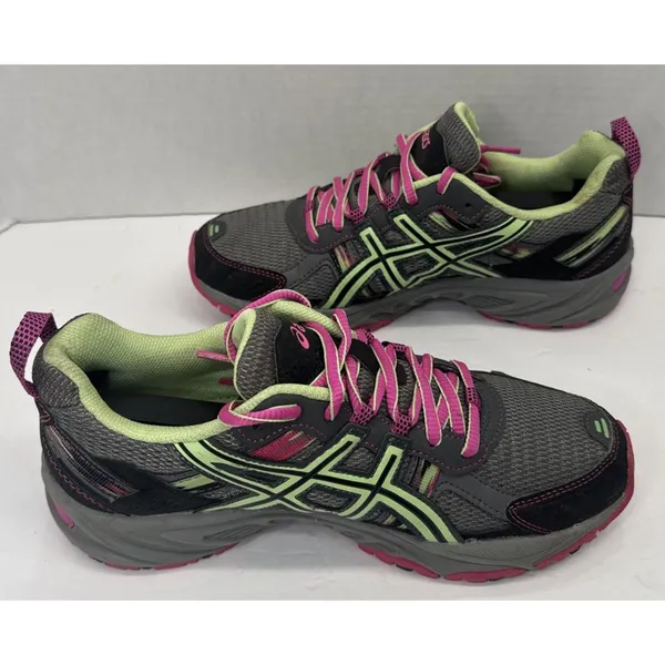 ASICS Gel-Venture 5 Women’s 7.5 Trail Running Shoes Gray Pink Green T5N8N - Image 2