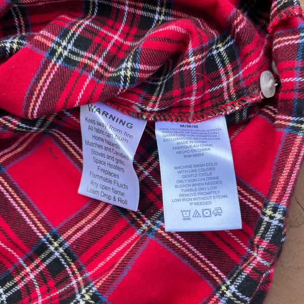 Lanz of Salzburg Nightgown‎ Traditional Red Plaid Eyelet Lace Trim Cotton Medium - Image 6