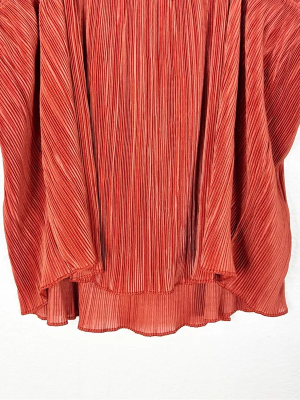 Madewell Pleated Ruffled Nicole Plisse Rust Camisole Swing Top Size S - Image 6