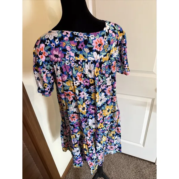 Storia Romantic Floral Tiered Babydoll Mini Dress Cottage Beach Festival Small - Image 4