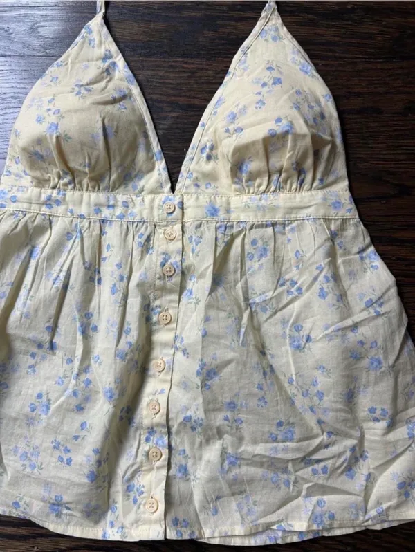 Hollister Yellow and blue Easy Tie Halter - Image 2
