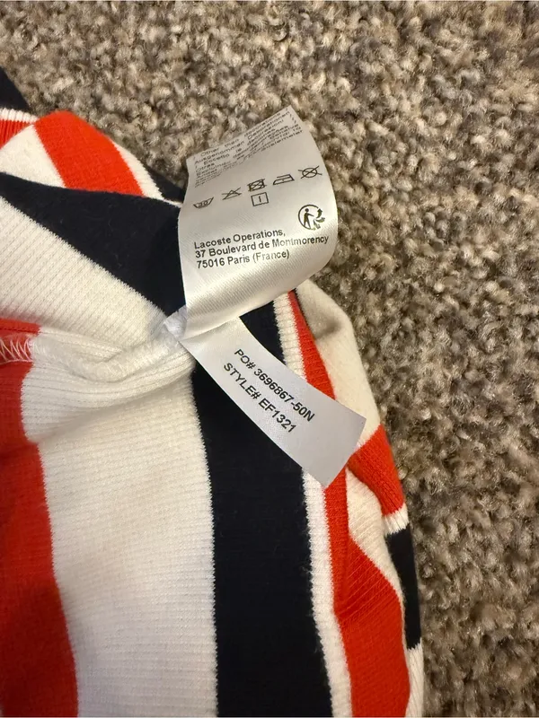Lacoste L!VE Striped Ribbed Cotton Knit Midi Bodycon Dress Size 40 Med - Image 6
