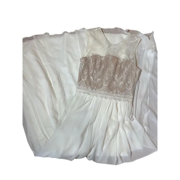 NEW Dress the Population gorgeous flowy white tan wedding formal dress sz S‎ - Image 6