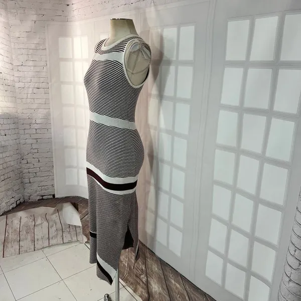 Petal & Pup Brown Stripe Kiah Knit Sleeveless Midi Bodycon Dress Size Large - Image 3