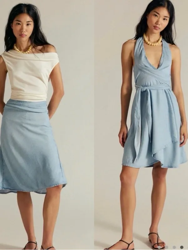 NWT Free People Light Blue A-Line Denim convertible skirt, size Xs - Image 2