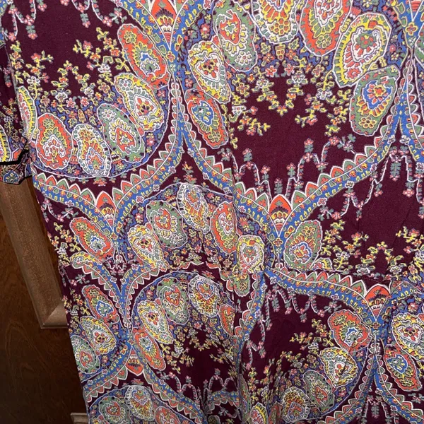 Vintage Paisley Print Wrap Dress in Purple and Blue Size Medium - Image 7