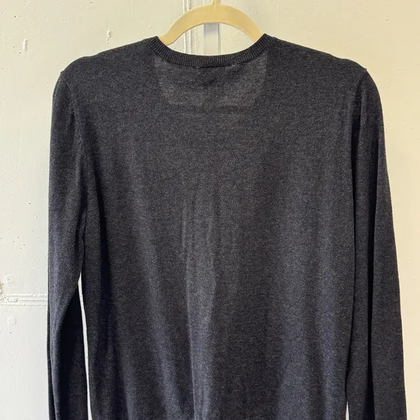 Loft Outlet Gray Rhinestone Embellished Cotton Cardigan Sweater Medium Holiday - Image 5