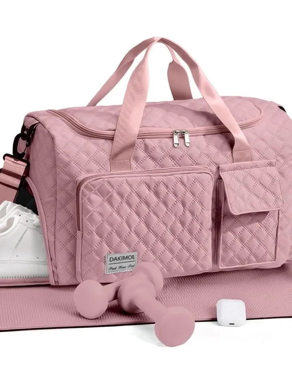 Quilted Pink Travel Duffel Bag Women's Carryall W - Image 5