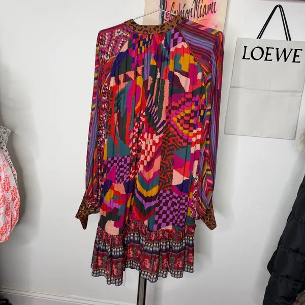 Farm Rio Anthropologie Long Sleeve Mini‎ Dress - Image 7