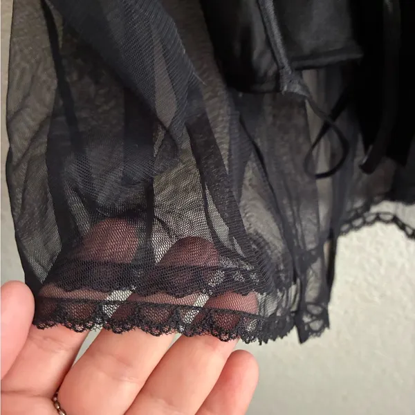 🆕 Satin Sheer Mesh Babydoll Lingerie Panty Set L🆕 - Image 9